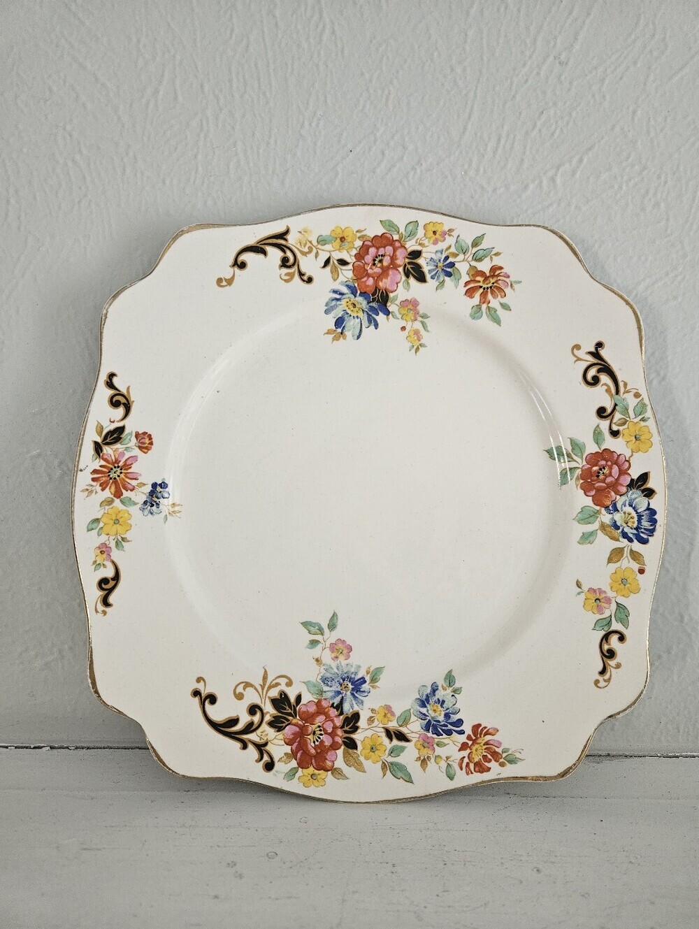 Vintage Royal Staffordshire Arthur J.Wilkinson Romney Floral Square Plate